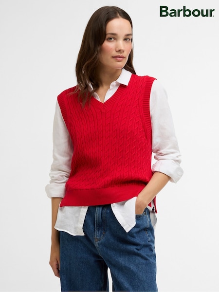 Barbour® Red Hartland Sleeveless Knitted Jumper (W94600) | £70