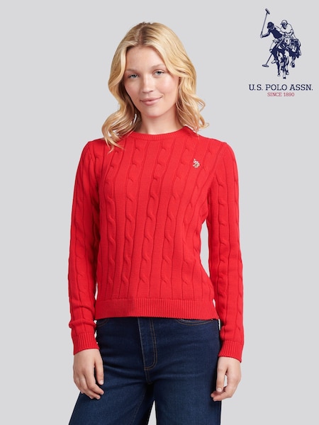 U.S. Polo Assn. Red Crew Neck Cable Jumper (W94689) | £60