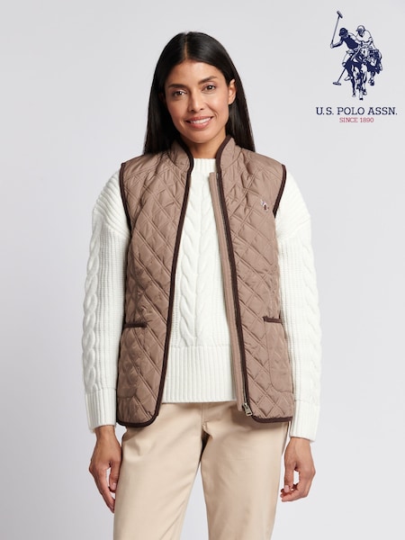 U.S. Polo Assn. Brown Bound Quilted Hacking Gilet (W94694) | £100