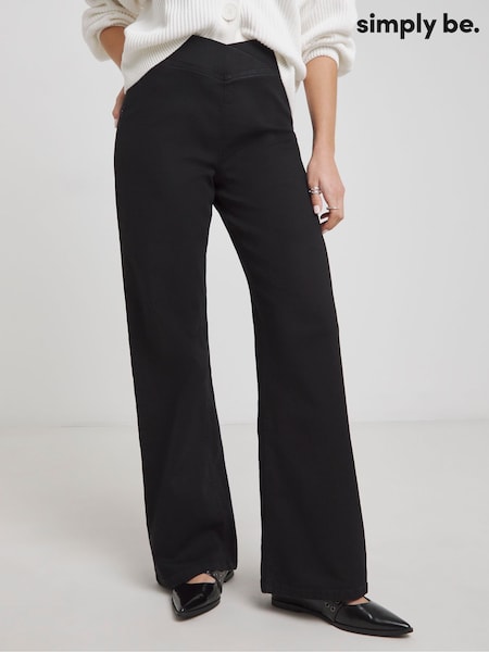 Simply Be Black Wide Leg Weekender Jeggings (W94727) | £26
