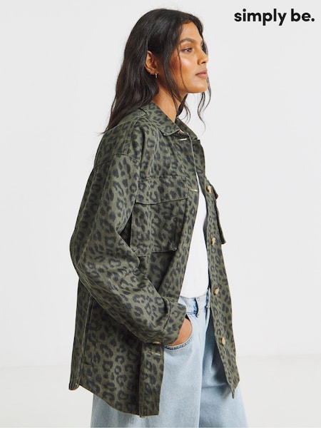 Simply Be Green Funnel Neck Utility Shirt (W94738) | £50