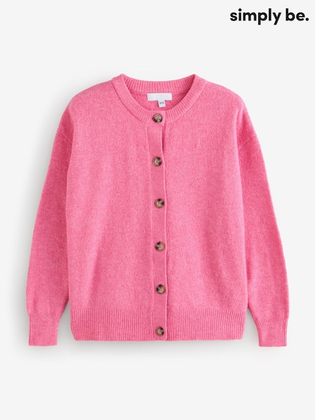 Simply Be Pink Crew Neck Cardigan (W94761) | £26