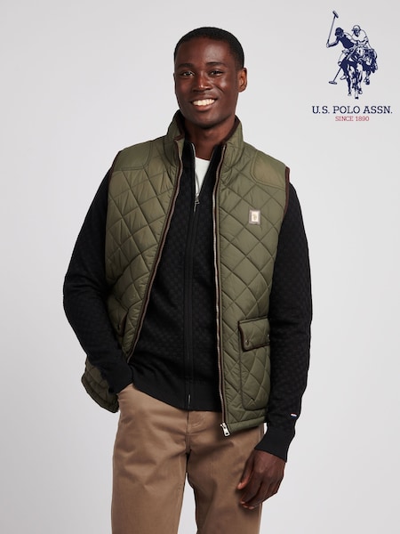 U.S. Polo Assn. Green Mens Quilted Country Gilet (W94821) | £95