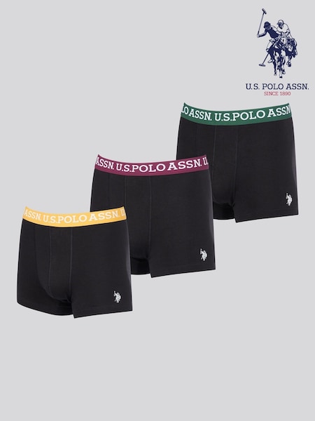 U.S. Polo Assn. Black Mens Contrast Waistband Boxer Shorts 3 Pack (W94826) | £30