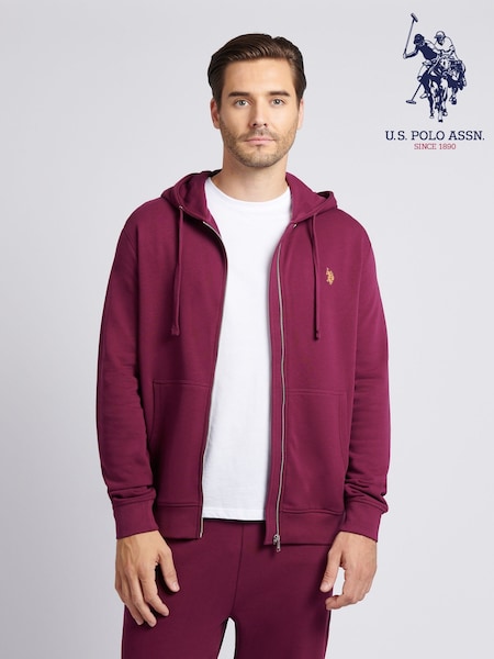 U.S. Polo Assn. Purple Mens Double Horsemen Loopback Zip Hoodie (W94863) | £65