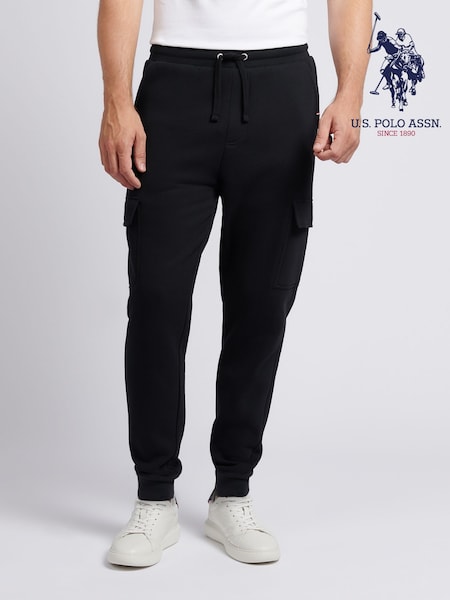 U.S. Polo Assn. Black Mens Double Horsemen Cargo Sweat Joggers (W94875) | £60