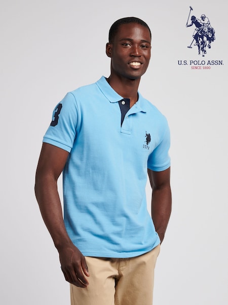 U.S. Polo Assn. Blue Mens Player 3 Polo Shirt (W94876) | £55