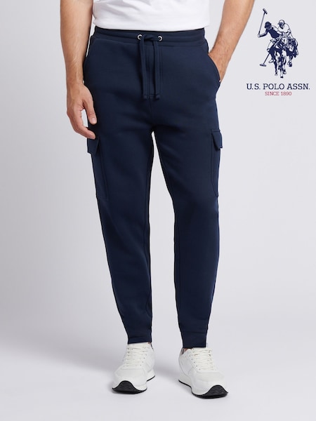 U.S. Polo Assn. Blue Mens Double Horsemen Cargo Sweat Joggers (W94883) | £60