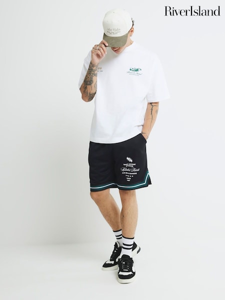 River Island White Montreal Racing Oversized Fit T-Shirt (W94924) | £26