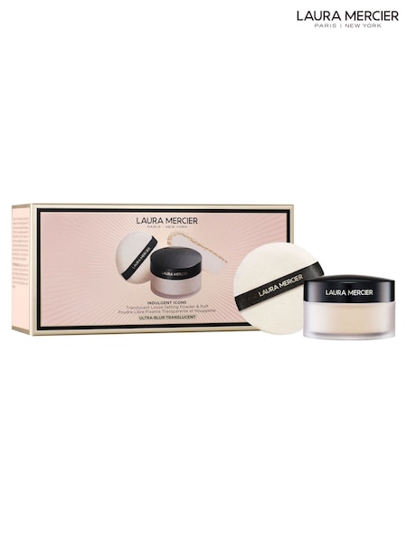 Laura Mercier Indulgent Icons Loose Setting Powder and Velour Puff Worth Set 61 (W94926) | £44