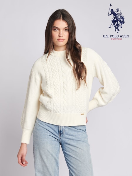 U.S. Polo Assn. Cream Multi Cable Knit Jumper (W95117) | £70