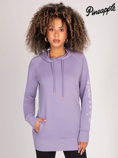 Pineapple Purple Womens Longline Hoodie (W95132) | £36