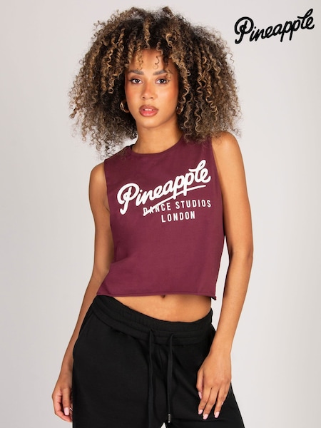 Pineapple Red Sleeveless Crop T-Shirt (W95134) | £18
