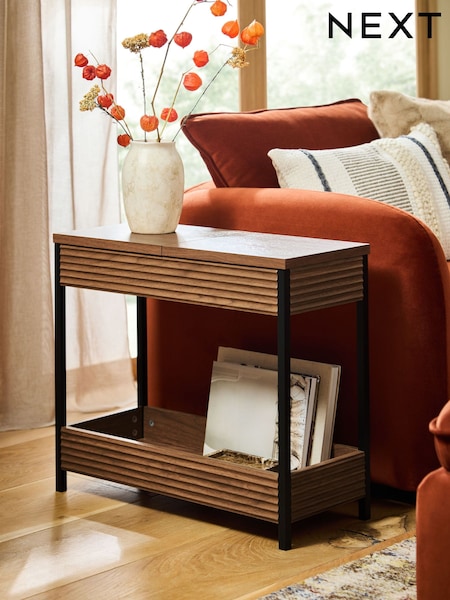 Dark Marlow Glass and Oak Effect Sofa Side Table (W95156) | £150