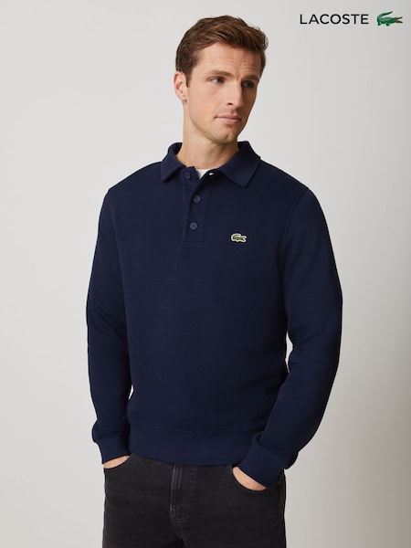 Lacoste Blue Classic Fit Polo Collar Ribbed Polo Shirt (W95246) | £130