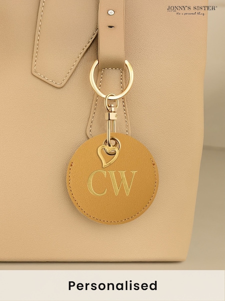 Jonnys Sister Personalised Leather Bag Accessory with Gold Tone Heart Charm (W95511) | £20