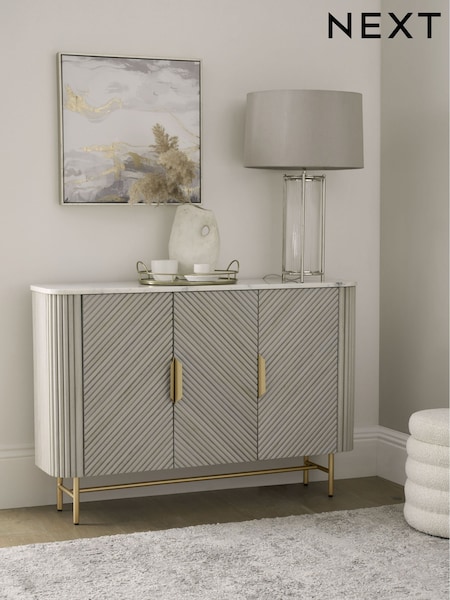 Light Grey Valencia Marble Mango Wood Sideboard (W95514) | £775
