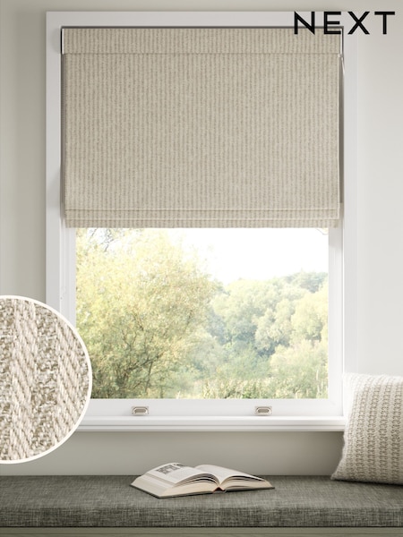 Natural Brushed Stripe Made to Measure Roman Blinds (W95689) | £75
