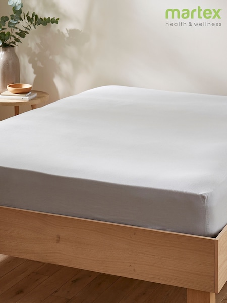 Martex Ice Blue Touch Of Linen Fitted Sheet (W95728) | £35 - £65