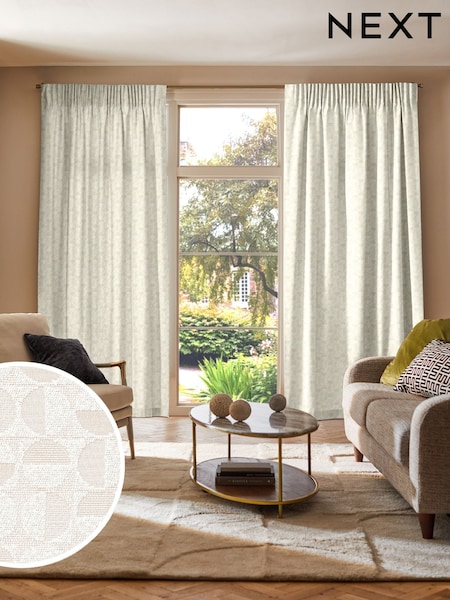 Natural Cosy Jacquard Made to Measure Curtains (W95745) | £109