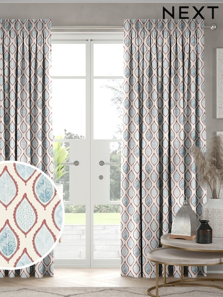 Blue Mesop Made to Measure Curtains (W95750) | £82