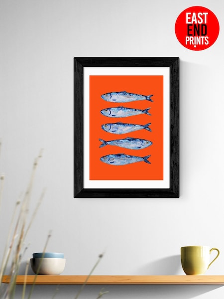 East End Prints Black Sardines Orange by Alice Straker Wall Art (W95821) | £50 - £130