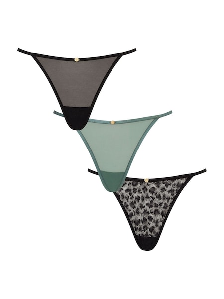 KBX Black Olive Mesh and Texture Brazilian Knickers 3 Pack (W95884) | £18