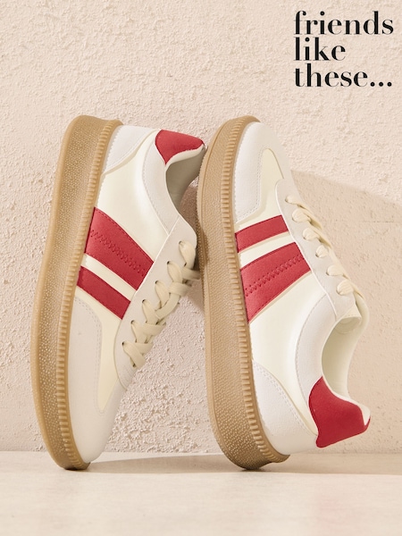 Friends Like These Red/White Standard Fit LaceUp Retro Gumsole Sports Trainers (W95957) | £38