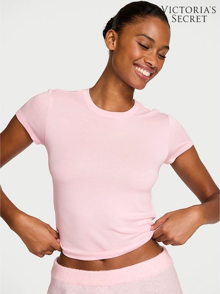 Victoria's Secret Pretty Blossom Pink Modal Rib Short Sleeve T-Shirt (W96055) | £26