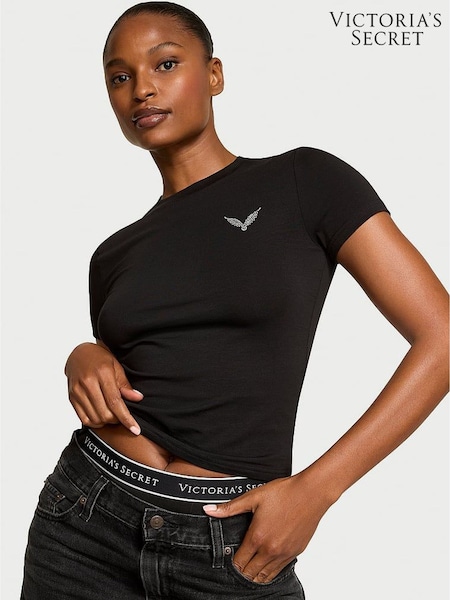 Victoria's Secret Pure Black Fashion Show Cropped T-Shirt (W96070) | £25