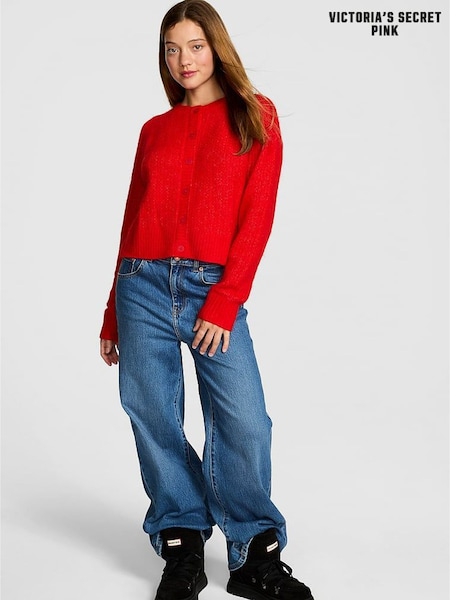 Victoria's Secret Pink Bright Vermillion Red Knit Cardigan (W96073) | £60