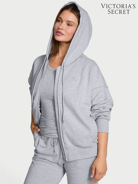 Victoria's Secret Medium Heather Grey Angel Fleece Full Zip Hoodie (W96076) | £75