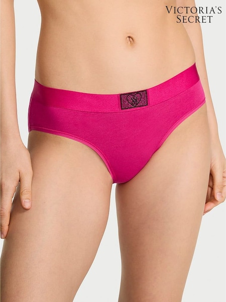 Victoria's Secret Pop Pink Hipster Logo Cotton Heart Shine Patch Knickers (W96189) | £9
