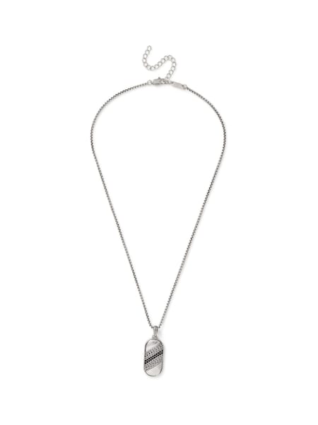 DCK Mens Silver Tone Paved Tag Necklace (W96222) | £16