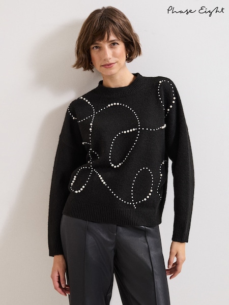 Phase Eight Black Dasha Pearl Jumper (W96382) | £95