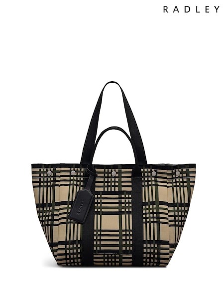 Radley Large Hadleigh Place Check Open Top Brown Tote Bag (W96469) | £179