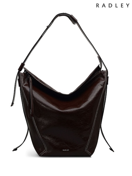 Radley Large De Beauvoir High Shine Ziptop Shoulder Brown Bag (W96502) | £299