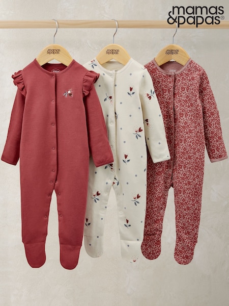 Mamas & Papas Floral Nostalgic Sleepsuits 3 Pack (W96678) | £22