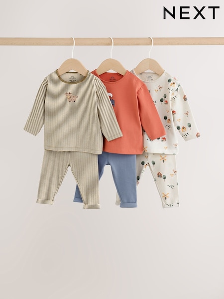 Brown/Blue/Cream Hamish Farm - Baby Top And Leggings Set 6 Piece (0mths-3yrs)