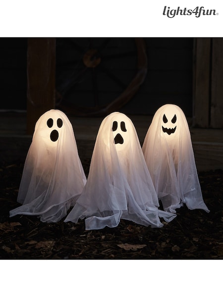 Lights4fun Set of 3 White Ghost Halloween Garden Stake Lights (W96928) | £30
