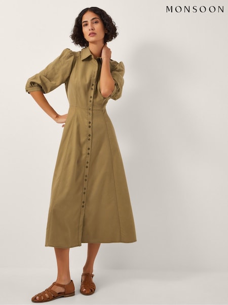 Monsoon Cream Verity Midi Shirt Dress (W96945) | £90