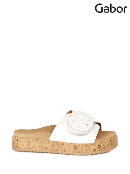 Gabor Kirby Leather Fashion White Mules (W96958) | £95