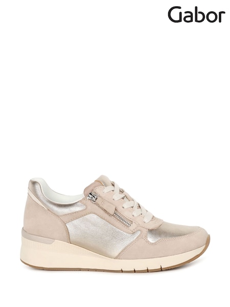Gabor Louisina Wedge Heel Leather Nude Trainers (W97067) | £115