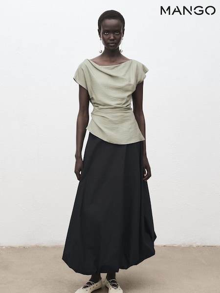 Mango Green Modal Blouse With Asymmetrical Collar (W97150) | £45