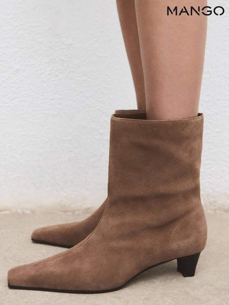 Mango Brown Suede Leather Ankle Boots (W97158) | £80