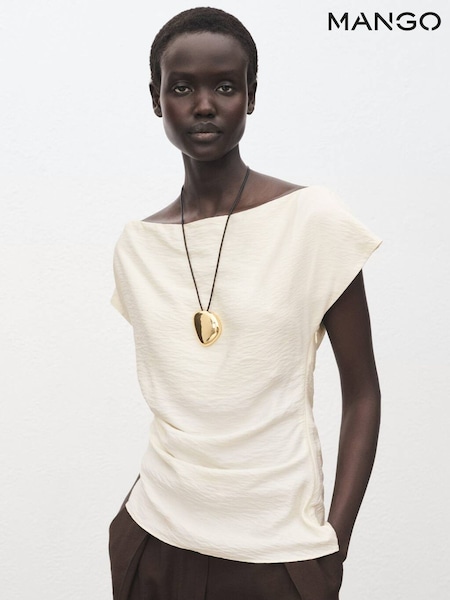 Mango White Modal Blouse With Asymmetrical Collar (W97164) | £45