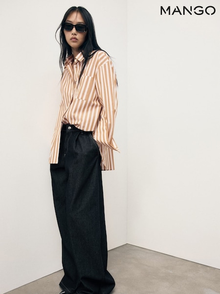 Mango Black Wide-Leg Pleated Jeans (W97167) | £40