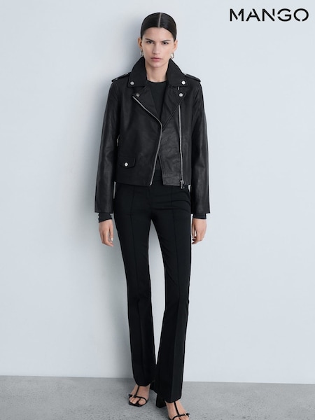 Mango Black Leather Biker Jacket (W97181) | £120