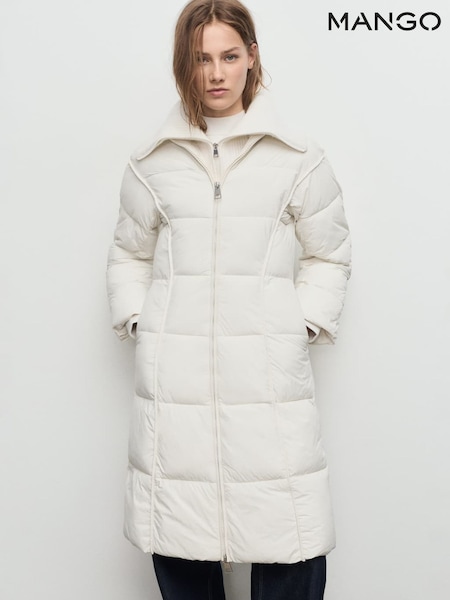 Mango White Quilted Anorak With Combined Fabrics (W97183) | £150