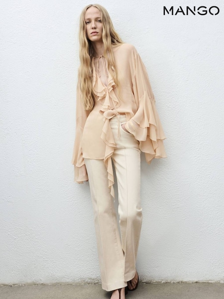 Mango White Mid-Rise Flared Jeans (W97202) | £46